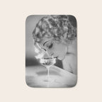 Jazz Age Blond Sipping Champagne black and white photograph / photography Bath Mat Gallery Image 1