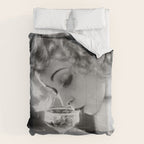 Jazz Age Blond Sipping Champagne black and white photograph / photography Comforter Gallery Image 6
