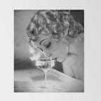 Jazz Age Blond Sipping Champagne black and white photograph / photography Throw Blanket Gallery Image 2