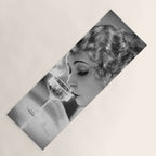 Jazz Age Blond Sipping Champagne black and white photograph / photography Yoga Mat Gallery Image 1
