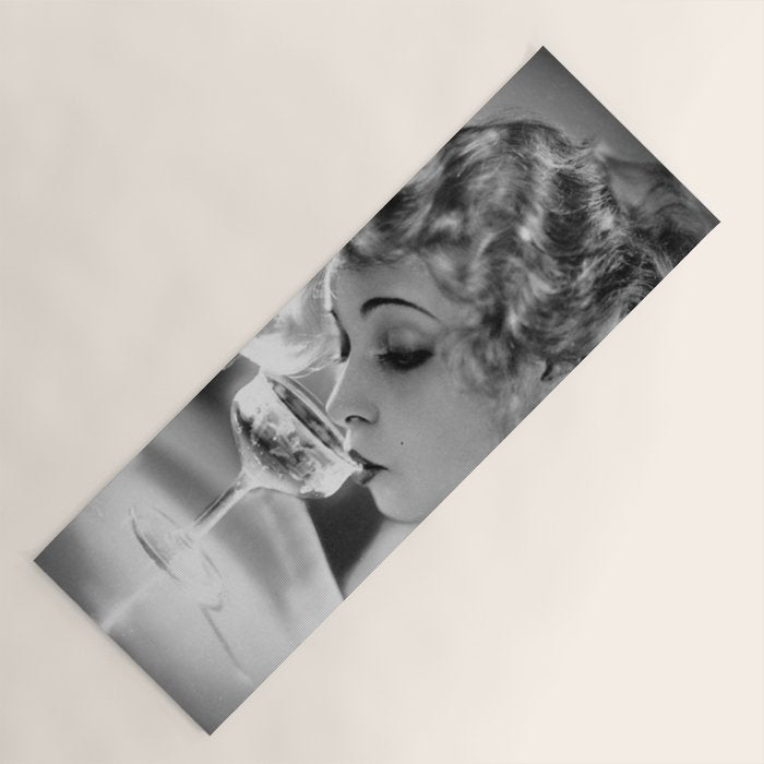 Jazz Age Blond Sipping Champagne black and white photograph / photography Yoga Mat Gallery Image 1