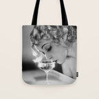Jazz Age Blond Sipping Champagne black and white photograph / photography Tote Bag Gallery Image 1
