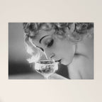 Jazz Age Blond Sipping Champagne black and white photograph / photography Welcome Mat Gallery Image 1