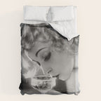 Jazz Age Blond Sipping Champagne black and white photograph / photography Duvet Cover Gallery Image 6