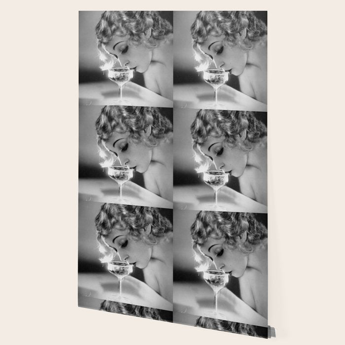 Jazz Age Blond Sipping Champagne black and white photograph / photography Wallpaper Gallery Image 2