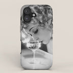 Jazz Age Blond Sipping Champagne black and white photograph / photography iPhone Case Gallery Image 1