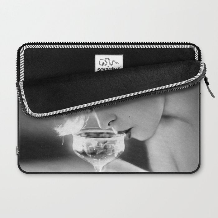 Jazz Age Blond Sipping Champagne black and white photograph / photography Laptop Sleeve Gallery Image 2