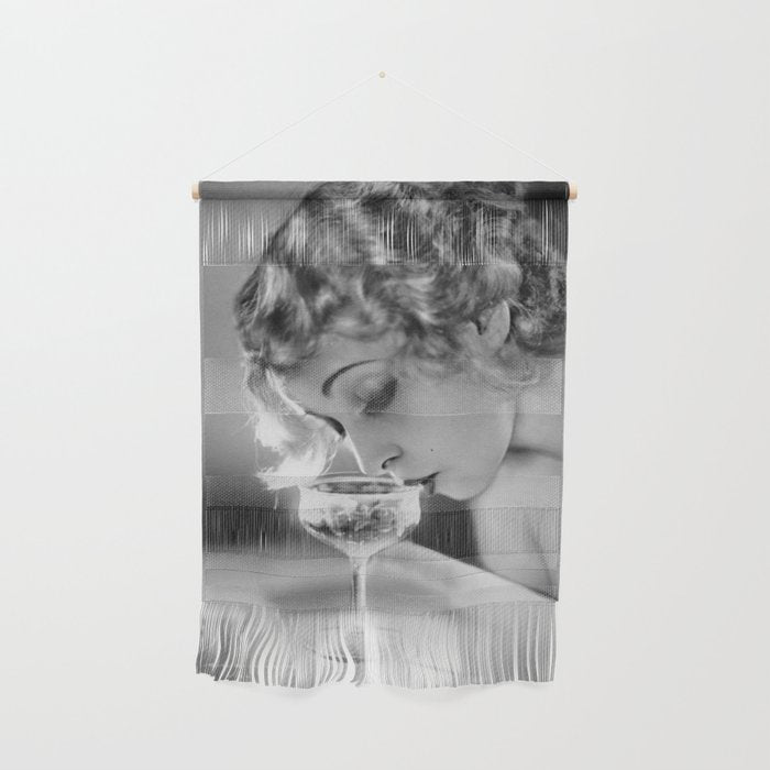 Jazz Age Blond Sipping Champagne black and white photograph / photography Wall Hanging Gallery Image 1