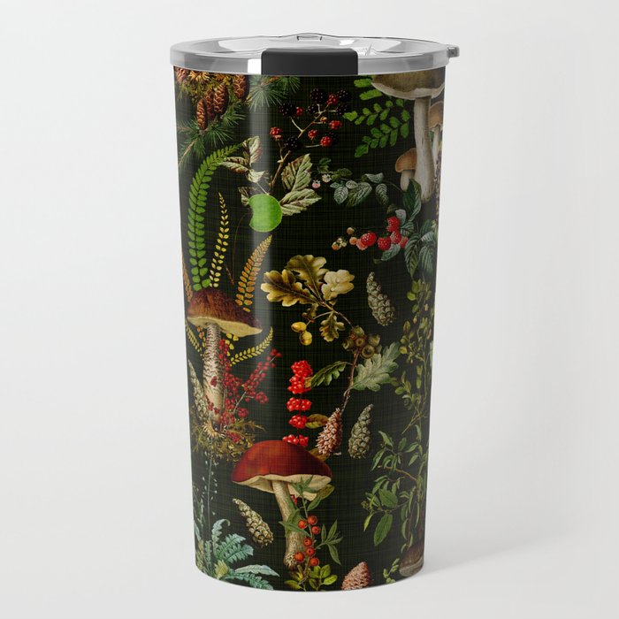 Vintage Mysterious Mushroom Night Forest Botanical Garden Travel Mug Gallery Image 1