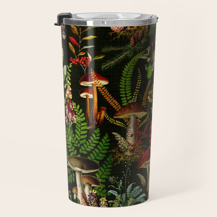 Vintage Mysterious Mushroom Night Forest Botanical Garden Travel Mug Gallery Image 3
