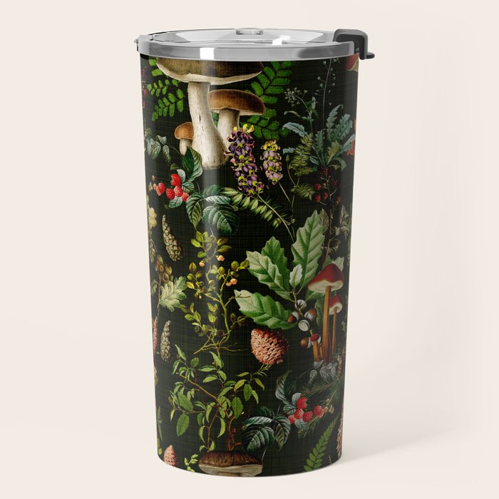 Vintage Mysterious Mushroom Night Forest Botanical Garden Travel Mug Gallery Image 2