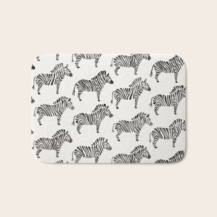 Zebras - Black & White Palette Bath Mat Gallery Image 1