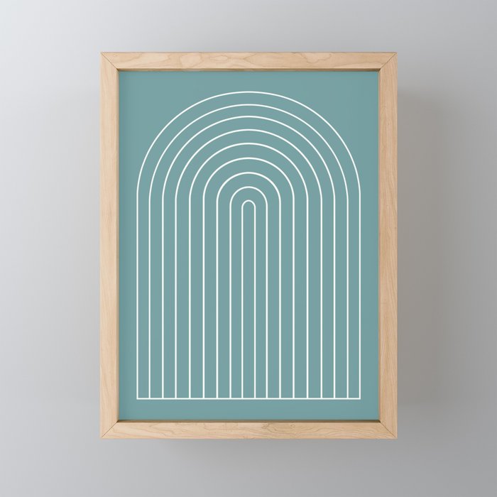 Minimal Arch XXIV Beachy Teal Modern Geometric Lines Mini Art Print Gallery Image 1