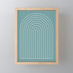 Minimal Arch XXIV Beachy Teal Modern Geometric Lines Mini Art Print Gallery Image 1
