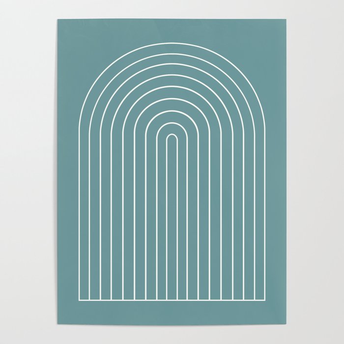 Minimal Arch XXIV Beachy Teal Modern Geometric Lines Poster Gallery Image 4