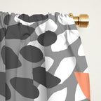 Floral Pattern, Coral, Gray, White Window Curtain Gallery Image 2