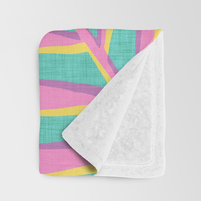 Pink Tropical Palm Leaf Throw Blanket Gallery Image 3