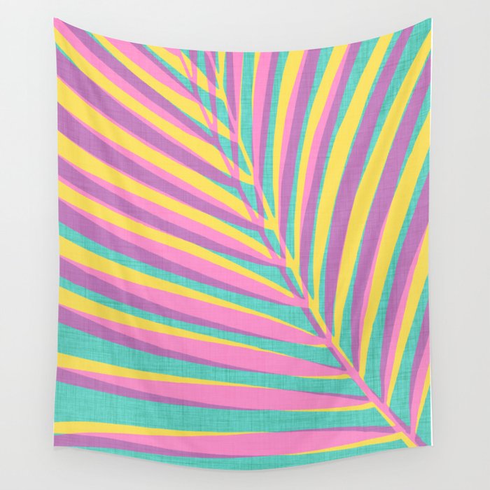 Pink Tropical Palm Leaf Wall Tapestry Gallery Image 1
