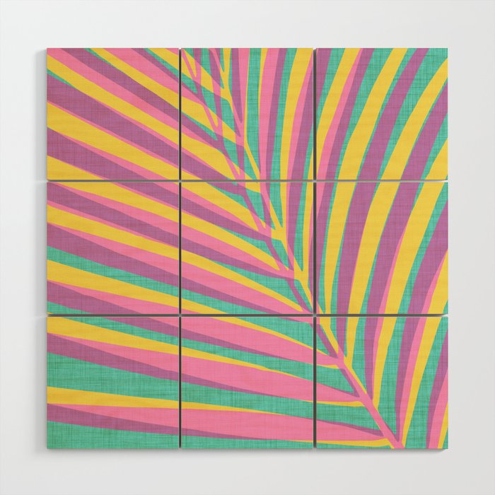 Pink Tropical Palm Leaf Wood Wall Art Gallery Image 1