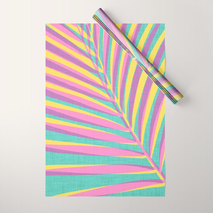 Pink Tropical Palm Leaf Wrapping Paper Gallery Image 1