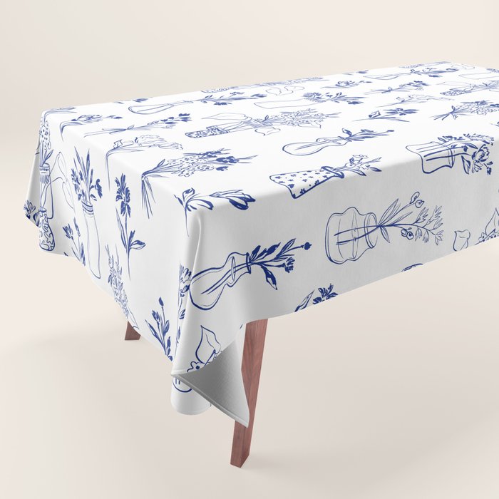 Simple Still Life with Flowers and Vases Tablecloth Gallery Image 1