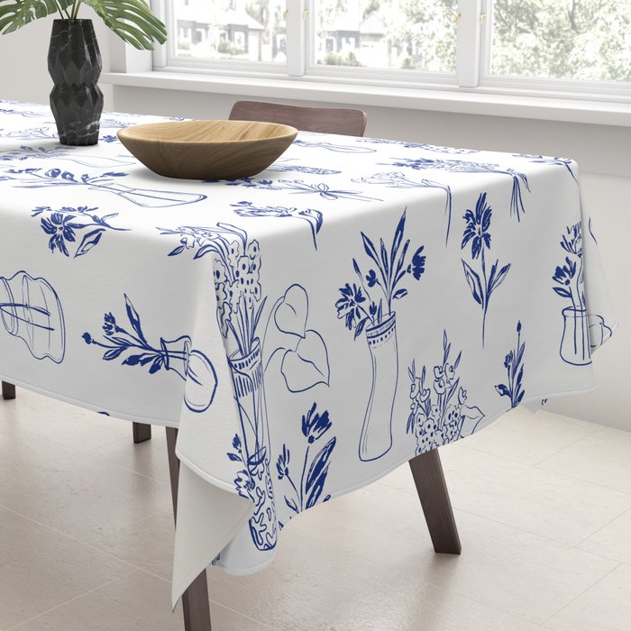 Simple Still Life with Flowers and Vases Tablecloth Gallery Image 3