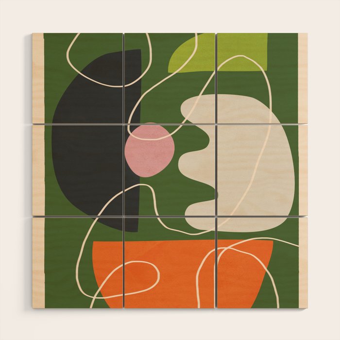 Minimal Colorful Abstract Shapes 6 Wood Wall Art Gallery Image 1