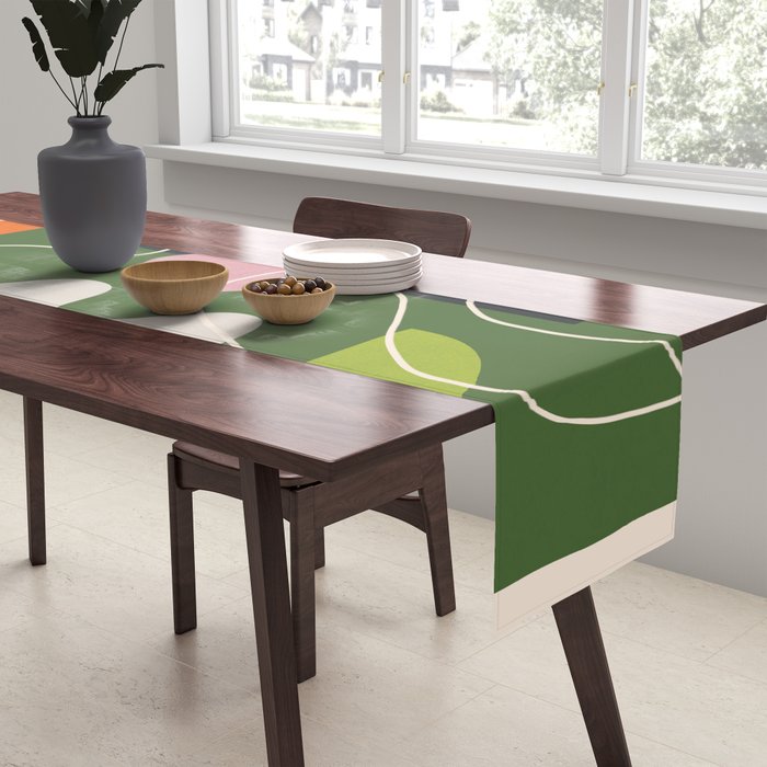 Minimal Colorful Abstract Shapes 6 Table Runner Gallery Image 2