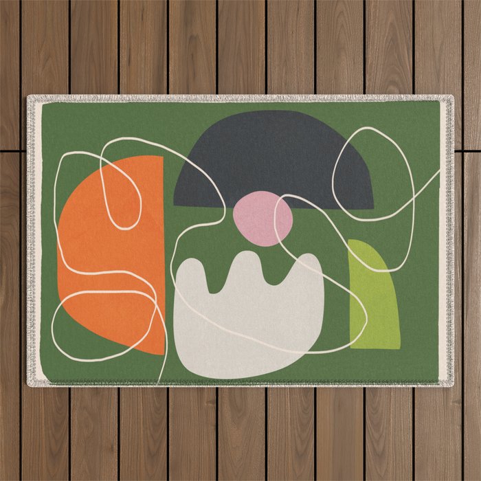 Minimal Colorful Abstract Shapes 6 Outdoor Rug Gallery Image 1