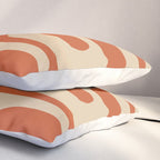 Mid Century Modern Piquet Abstract Pattern Mid Mod Burnt Orange and Beige  Pillow Sham Gallery Image 3