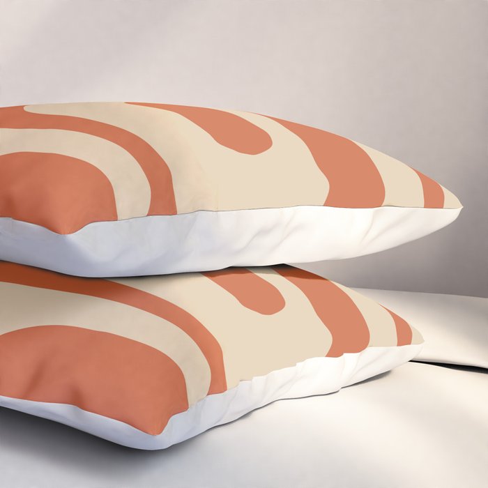 Mid Century Modern Piquet Abstract Pattern Mid Mod Burnt Orange and Beige  Pillow Sham Gallery Image 3