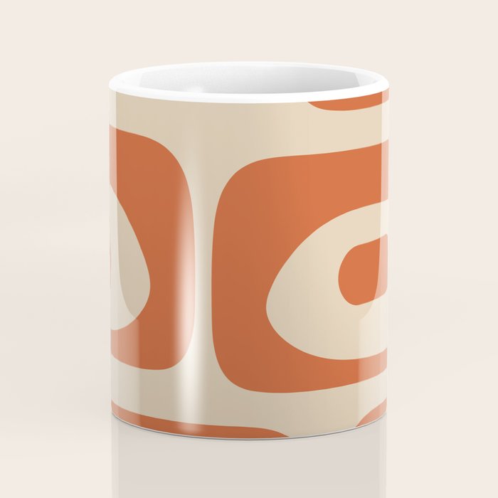 Mid Century Modern Piquet Abstract Pattern Mid Mod Burnt Orange and Beige  Coffee Mug Gallery Image 4