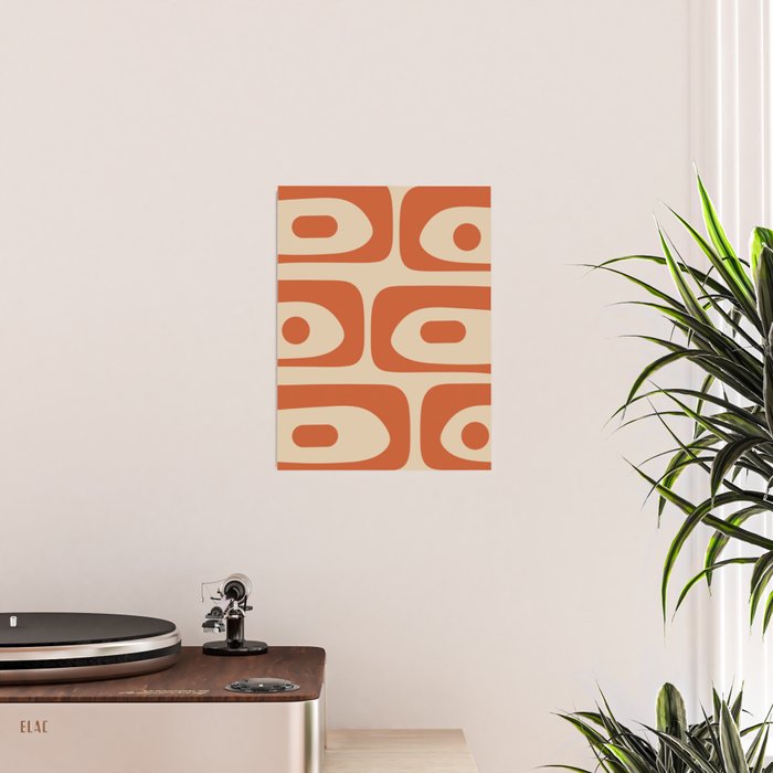 Mid Century Modern Piquet Abstract Pattern Mid Mod Burnt Orange and Beige  Poster Gallery Image 2