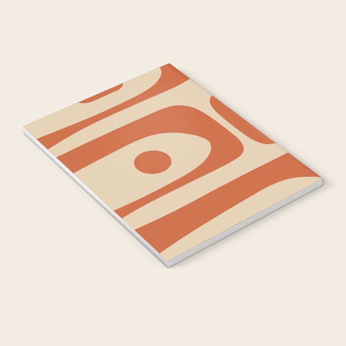 Mid Century Modern Piquet Abstract Pattern Mid Mod Burnt Orange and Beige  Notebook Gallery Image 3