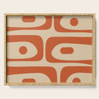 Mid Century Modern Piquet Abstract Pattern Mid Mod Burnt Orange and Beige  Serving Tray Gallery Image 1