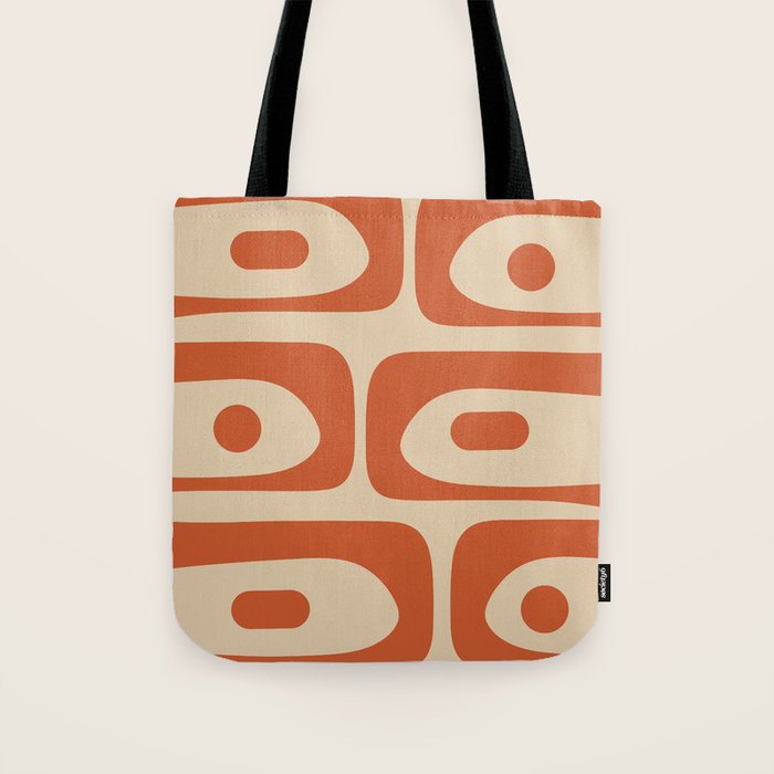 Mid Century Modern Piquet Abstract Pattern Mid Mod Burnt Orange and Beige  Tote Bag Gallery Image 1