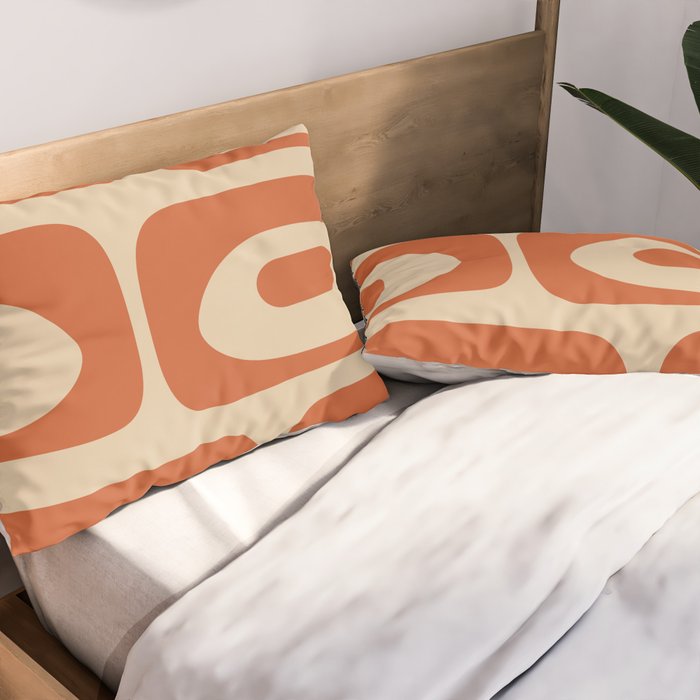 Mid Century Modern Piquet Abstract Pattern Mid Mod Burnt Orange and Beige  Pillow Sham Gallery Image 2
