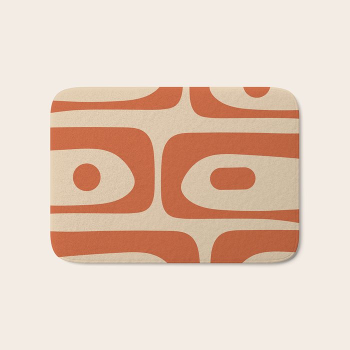 Mid Century Modern Piquet Abstract Pattern Mid Mod Burnt Orange and Beige  Bath Mat Gallery Image 1