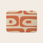 Mid Century Modern Piquet Abstract Pattern Mid Mod Burnt Orange and Beige  Bath Mat Gallery Image 1