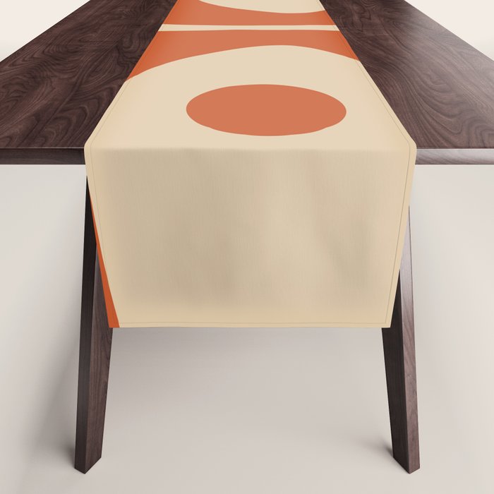 Mid Century Modern Piquet Abstract Pattern Mid Mod Burnt Orange and Beige  Table Runner Gallery Image 1