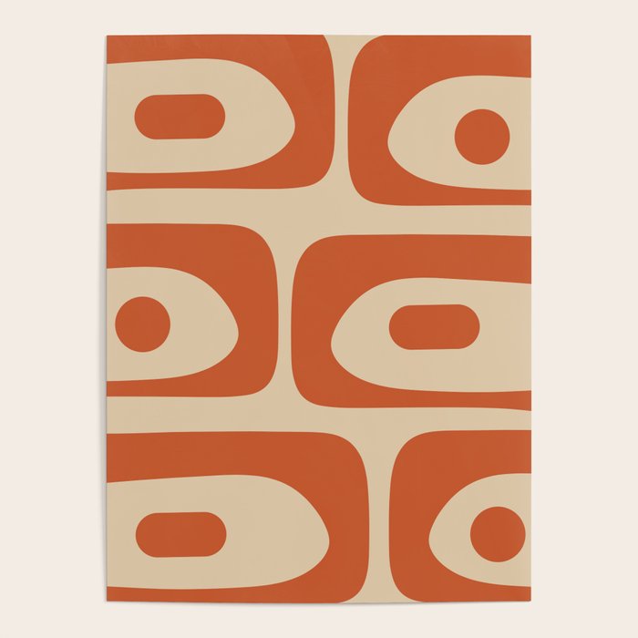 Mid Century Modern Piquet Abstract Pattern Mid Mod Burnt Orange and Beige  Poster Gallery Image 4