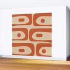 Mid Century Modern Piquet Abstract Pattern Mid Mod Burnt Orange and Beige  Wall Mural Gallery Image 2