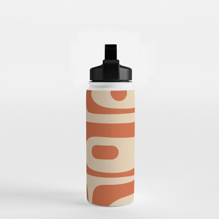Mid Century Modern Piquet Abstract Pattern Mid Mod Burnt Orange and Beige  Water Bottle Gallery Image 2