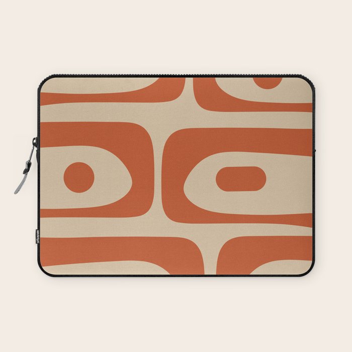 Mid Century Modern Piquet Abstract Pattern Mid Mod Burnt Orange and Beige  Laptop Sleeve Gallery Image 1