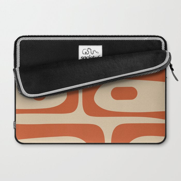 Mid Century Modern Piquet Abstract Pattern Mid Mod Burnt Orange and Beige  Laptop Sleeve Gallery Image 2