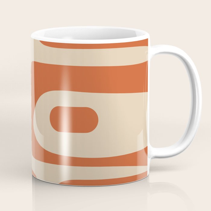 Mid Century Modern Piquet Abstract Pattern Mid Mod Burnt Orange and Beige  Coffee Mug Gallery Image 1