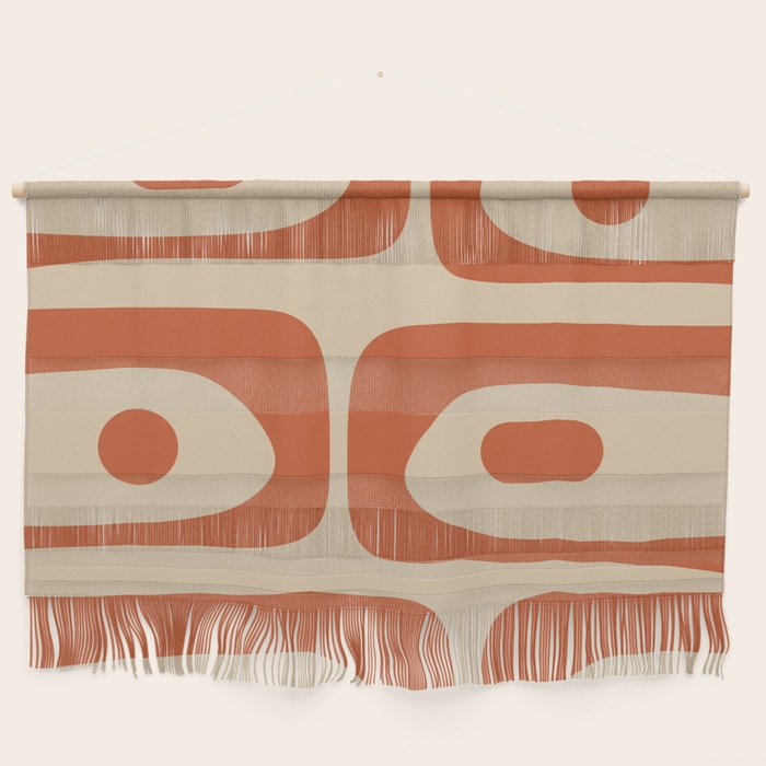 Mid Century Modern Piquet Abstract Pattern Mid Mod Burnt Orange and Beige  Wall Hanging Gallery Image 1