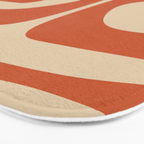 Mid Century Modern Piquet Abstract Pattern Mid Mod Burnt Orange and Beige  Bath Mat Gallery Image 3