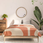 Mid Century Modern Piquet Abstract Pattern Mid Mod Burnt Orange and Beige  Comforter Gallery Image 3