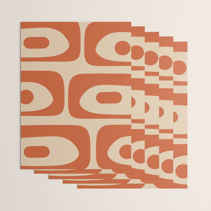 Mid Century Modern Piquet Abstract Pattern Mid Mod Burnt Orange and Beige  Wrapping Paper Gallery Image 3